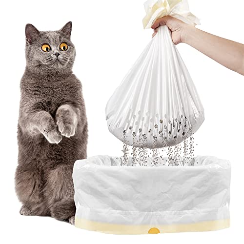 Cat Litter Bags Sifting 14 Pcs,Super Jumbo Litter Box Liner Quick Clean for All Cat Litter Boxes, Extra Thick Cat Poop Bags for Durability, Elastic Drawstring Litter Box Liners-ADDPETS