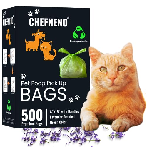 Cat Litter Waste Bags (500 Count) Dog Poop Bags with Easy Tie Handles Earth-Friendly Lavender Scented Cat Litter Clump & Poop Bags Diaper Bag Disposable Sanitary Pad Waste Bags (500 Bags)