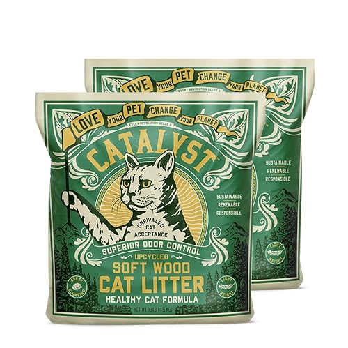 Catalyst Natural Soft Wood Cat Litter (2 Pack, 10lb Bags) - Superior Odor Control, Strong Clumping, Low Dust, and Biodegradable (10lb, Set of 2, Healthy Cat)