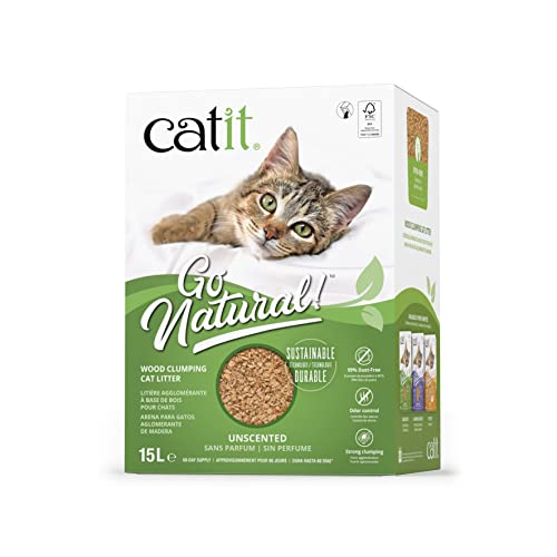 Catit Go Natural Wood Clumping Cat Litter, Tan, 15L Bag