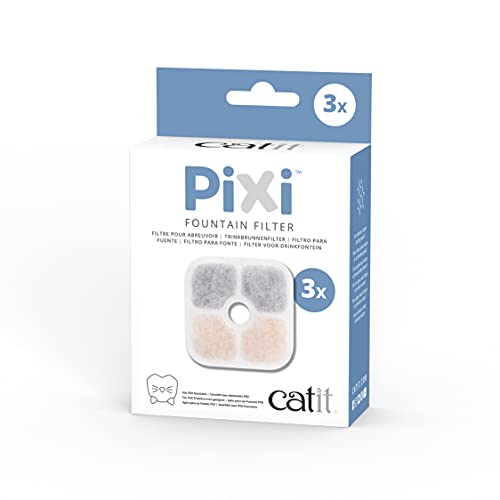 Catit PIXI Cat Drinking Fountain Filter, Replacement Triple Action Water Filter, 3-Pack,White