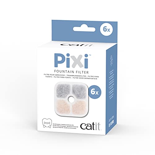 Catit PIXI Cat Drinking Fountain Filter, Replacement Triple Action Water Filter, 6-Pack, White