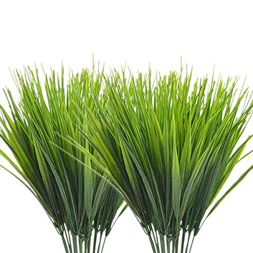 CATTREE Artificial Wheat Grass, Plastic Plants Shrubs Bushes Fake Green Leaves Wedding Indoor Outdoor Home Garden Verandah Kitchen Office Table Centerpieces Arrangements Christmas Decoration 5 pcs