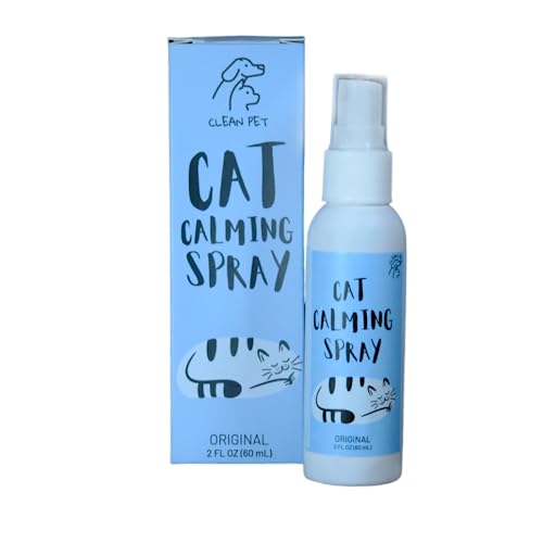 Clean Pet Cat Relaxant Pheromone Spray - for Cats & Kitties - Reduces Stress and Anxiety - Stops Spraying Scratching & Other Problematic Behaviors - Scented & Unscented (Original)