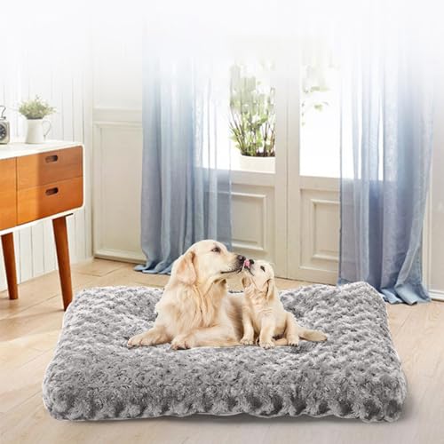 Clearance Rectangle Dog Bed, Orthopedic Crate Foam Dog Bed with Removable Washable Cover, Waterproof Dog Mattress Nonskid Bottom, Comfy Anxiety Pet Bed Mat