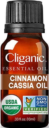 Cliganic USDA Organic Cinnamon Cassia Essential Oil, 100% Pure Natural Undiluted, for Aromatherapy | Non-GMO Verified