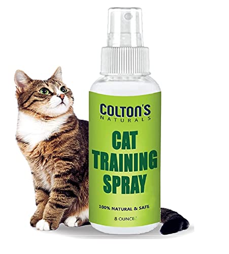 Colton's Naturals Cat & Kitten Training Spray Aid 3 in 1 w/Bitter - Cat Repellent Spray for Outdoor and Indoor USE- Furniture Protector- Anti Scratch- Make Boundaries - Cat Spray USA Made