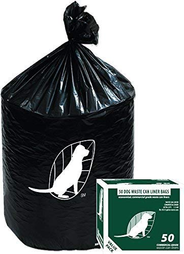 Commercial Grade Dog Waste Station Can Liners - Standard Size 26"W x 33"33L - Heavy Duty, Thicker than competitors bags (1.1 mil) - 50 bags per rolls (50 Bags, Black)