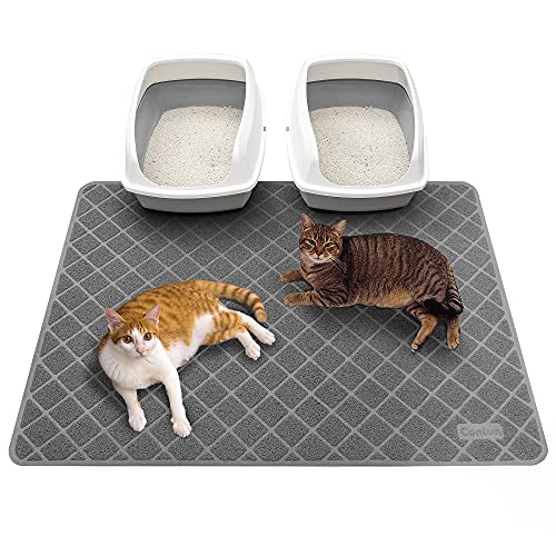 Conlun Cat Litter Mat Litter Trapping Mat, 47" x 35" Premium Durable PVC Grid Mesh with Scatter Control, Non-slip, Less Waste Cat Litter Box Mat, Soft on Kitty’s Paws, Urine Waterproof