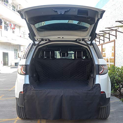 CONRAL Large Car Boot Liner Protector for Dogs, Heavy Duty Waterproof Oxford Cloth with Extended Bumper Flap Pet Automobiles Protect Cover Mat Dog Blanket Fit for Cars, Trucks, SUVs,Black