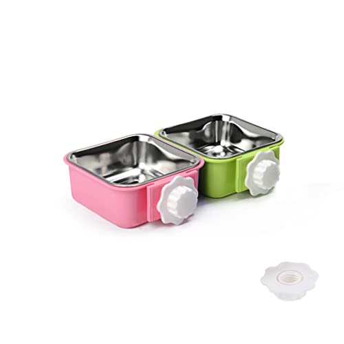 Crate Dog Bowl,Removable Stainless Steel Water Food Feeder Bowls Crate Coop Cup,Pet Cage Bowls with Bolt Holder for Cat, Puppy, Birds, Rats, Rabbits,Guinea Pigs,Small Animals