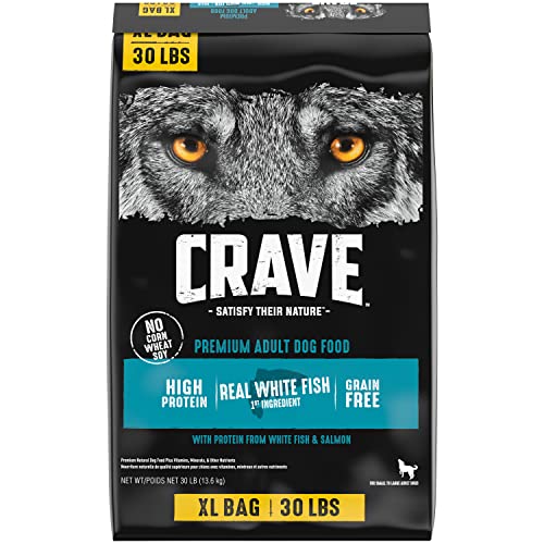 CRAVE Grain Free High Protein Adult Dry Dog Food, White Fish & Salmon, 30 lb. Bag