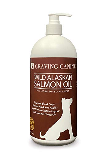 Craving Canine Salmon Oil for Dogs - Less Shedding & Licking. Omega 3 Fish Oil Great for Pill-Spitting Dogs. Vitamin E to Reduce Skin Flakiness. Ideal Fish Oil for Dogs Needing Coat Improvement.