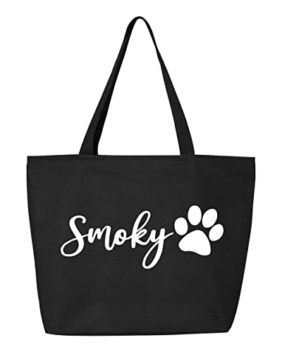 Custom Dog Zippered Canvas Bag, Personalized Zippered Bag Women, Dog Toys Bag, Personalized Pet Bag, Dog Lover Gift (20"W x 15"H x 5"D, Black)