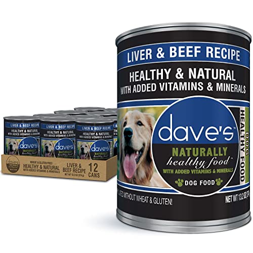 Dave's Pet Food Wet Dog Food (Liver & Beef), Made in USA Naturally Healthy Canned Dog Food, Added Vitamins & Minerals, Wheat & Gluten-Free, 13.2 oz Cans (Case of 12 pk)