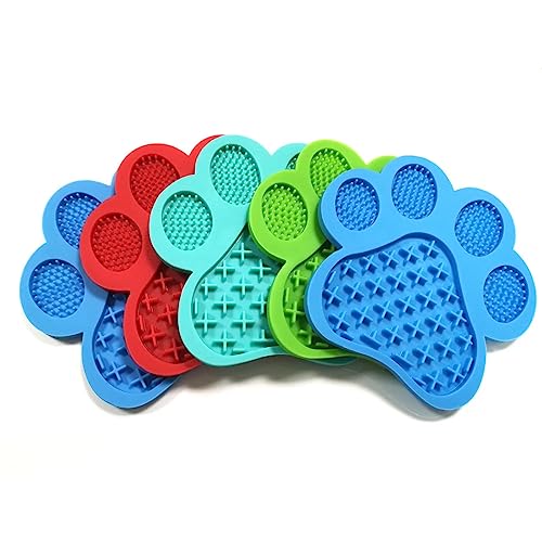 Dexter’s Delights BPA-Free Food Grade Silicone Paw Shaped Licking Mat for Dogs and Cats Anxiety, Fun and Boredom Relief Strong Suction Cups for Easy Grooming and Slow Feeding. Supports Dental Health