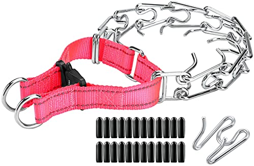 DEYACE Dog Prong Collar, Quick Release Heavy Duty Metal Buckle Dog Training Collar, Adjustable Stainless Steel Spiked Choke Collar