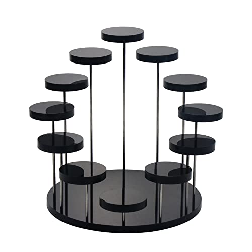 DIWNELEM Round Acrylic Jewelry Stand Acrylic Display Riser Stands Dessert Tower Acrylic Display Tower for Watch,Jewelry,Rings,Earrings,Mini Figurines (Black,12Tier)