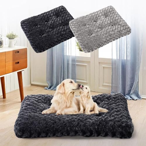 Dog Bed, Orthopedic Crate Foam Dog Bed with Removable Washable Cover, Waterproof Dog Mattress Nonskid Bottom, Comfy Anxiety Pet Bed Mat (Black)
