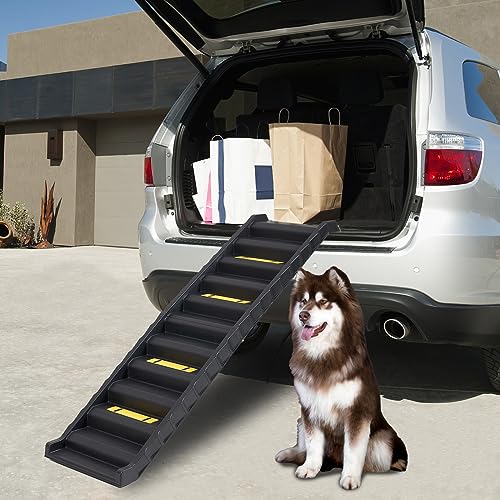 Dog Car Ramps for Large Dogs, INRLKIT Foldable Dog Ramp with Non-Slip Surface, Portable Dog Ramps for Small Medium Large Dogs Suitable for Car, SUV, Truck, Pet Ladder for Large Cats Up to 150lbs