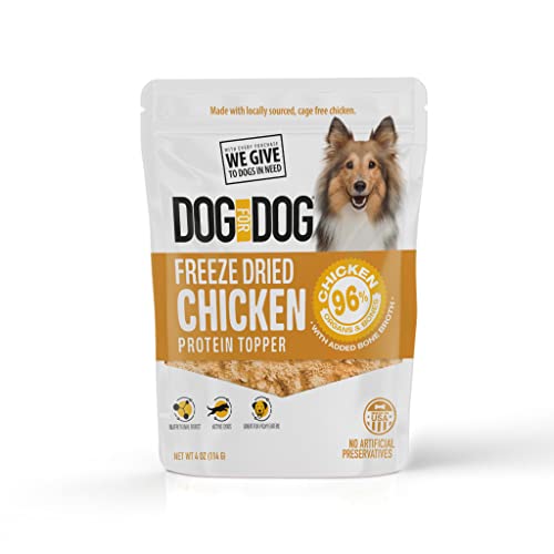 DOG for DOG Freeze Dried Dog Food Topper - Cage Free Chicken Dog Food Toppers for Picky Eaters | Food Toppers for Picky Dogs and Treats, All Natural & Limited Ingredient | Made in The USA - 4OZ