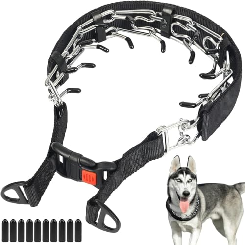 Dog Prong Collar, Adjustable Dog Training Collar with Quick Release Buckle for Medium Large Dogs