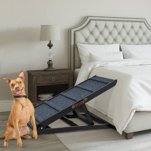 Dog Ramp,4 Level Adjustable Folding Pet Ramp for Middle Bed,Couch,SUV - High Traction Portable Paw Ramps,Great for Small & Large Old Dogs & Cats, Supports up to 200 lbs, 41.3" Long Black