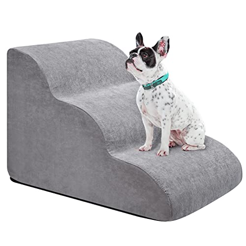 Dog Stairs 3 Layers for Beds Or Couches,16’’ High Dog Stairs for Small Dogs 3 Layers, Extra Wide Deep Dog Stairs, Soft Foam Dog Steps, for Injured Dogs Older Pets Dogs and Cats with Joint Pain