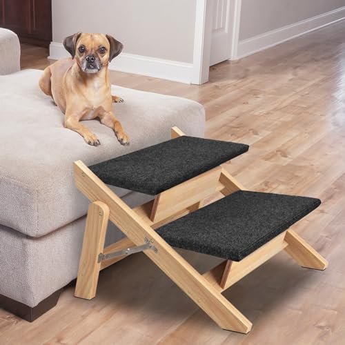 Dog Stairs/Dog Ramp with 2 Steps, Pet Stairs for High Bed,Foldable Pet Ladder for Car, Dog Steps for Dogs Up to 190 Pounds