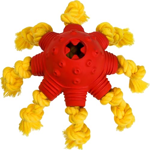 Dog Toys For Large Dogs,Tough Rubber Treat Dispensing Dog Toy For Boredom And Stimulating,Interactive Tug Of War Rope Toy For Aggressive Chewers Small Medium Breeds, Octopus Puppy Chew Teething Puzzle