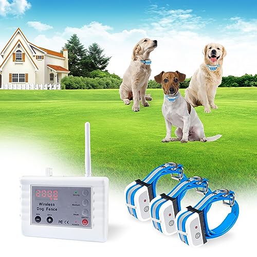 Dog Wireless Fence 2023 Upgraded Pet Containment System, Adjustable Control Range 2000 Feet, Adjustable Warning Strength, Wireless Fence Harmless for All Dogs, Waterproof Reflective Collar