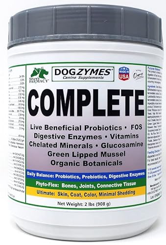 Dogzymes Complete - Probiotics, Prebiotics, Glucosamine, Chondroitin, MSM and Hyaluronic Acid, Complete Skin and Coat Care (2 Pound)