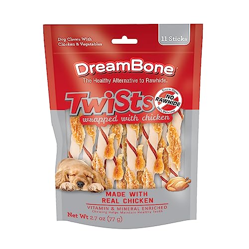 Dreambone Twists Wrapped with Chicken, No-Rawhide Chews for Dogs, 11 Count