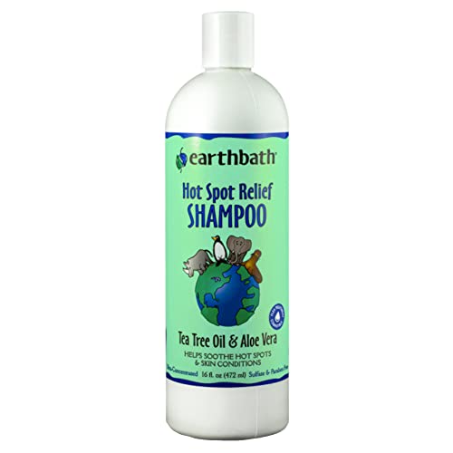 earthbath Hot Spot Relief Pet Shampoo, Tea Tree Oil & Aloe Vera, 16oz – Best Dog Shampoo for Itching & Skin Conditions – Made in USA