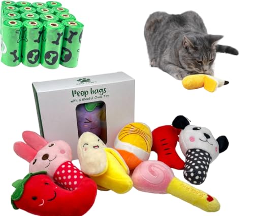 Eco-Paws - (Early Bird Offer - $4 off) Green Eco Friendly Poop Bags + Joyful Bonus Toy to promote Healthy Chewy Behaviour" Specially designed for Cats. Made with CornStarch.