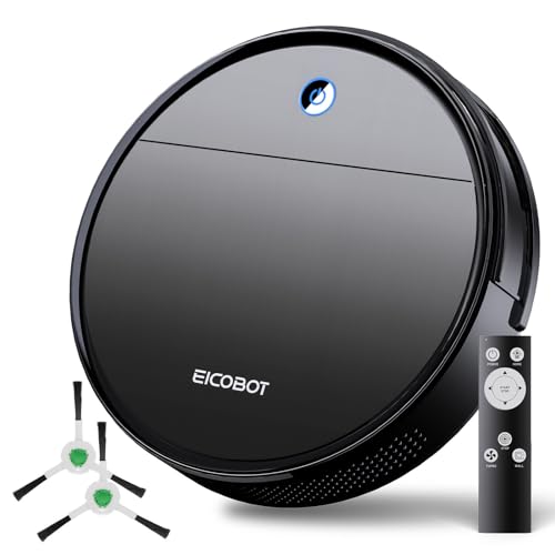 EICOBOT Robot Vacuum Cleaner, 2300Pa Strong Suction Power, Tangle-Free, Slim, Quiet, 120 Mins Runtime, Auto Self-Charging Robotic Vacuum Cleaner Ideal for Low Carpet, Pet Hair, Hard Floors, Gray