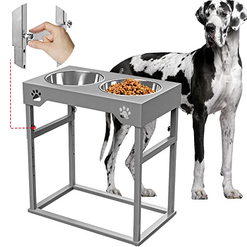 Elevated Dog Bowls,Stainless Steel Raised Dog Bowls, Adjustable to 8 Heights(2.75" up to 20''),for Small, Medium, Large,Extra Large Sized Dogs with 2 Stainless Steel Dog Bowls for Food & Water