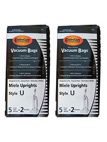 EnviroCare Replacement Allergen Vacuum Bags for Miele Upright Style U 10 bags and 4 Filters