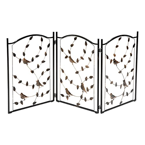 Etna 3 Panel Pet Gate - Trifold Metal Leaf Bird Dog Gate for Stairs, Freestanding Dog Gates, Lightweight Foldable Pet Gate for Small Dogs, Solid Wood Gates for Dogs Indoor, 53" W x 23.5" H