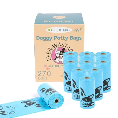 Ever-Wastables Dog Poop Bags- Earth Friendly, Lavender Scented & Ecological - Durable and Authenticated Leak Proof- 270 Count Biodegradable Bags