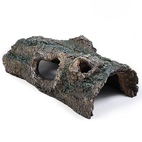 fazhongfa Reptile Hide Tree Trunk Lizard Snake Gecko Axolotl Spider Turtles Bearded Dragon Tank Accessories Large Hollow Log for Aquarium or Fish Tank Resin Wood Decorations Ornament