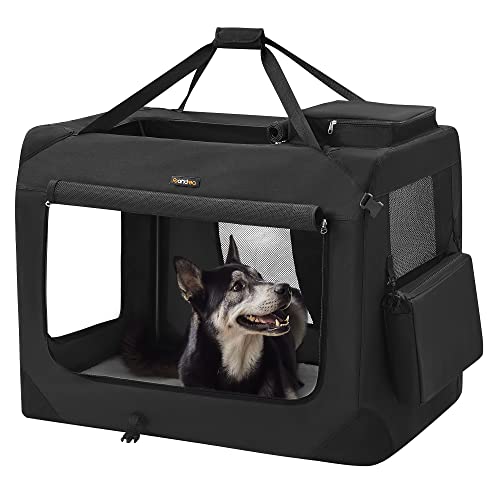 Feandrea Dog Carrier, Collapsible Pet Carrier, XXL, Portable Soft Dog Crate, Oxford Fabric, Mesh, Metal Frame, with Handle, Storage Pockets, 36 x 25 x 25 Inches, Black UPDC90H