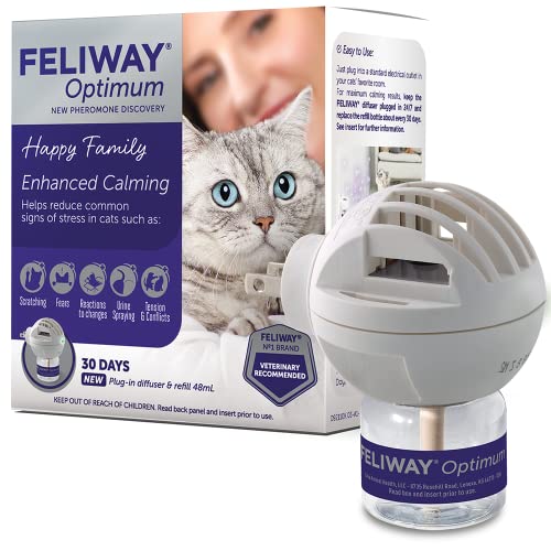 FELIWAY Optimum Cat, Enhanced Calming Pheromone Diffuser, 30 Day Starter Kit (48 mL), Translucent