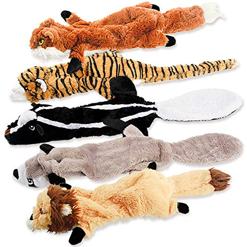 FIREOR Dog Squeaky Toys, No Stuffing Plush Dogs Chew Toy for Small Medium Large Breed Chewer Squeak Pets Suppies Tough Durable Puppy Teething Chewing Aggressive Interactive Birthday Gifts
