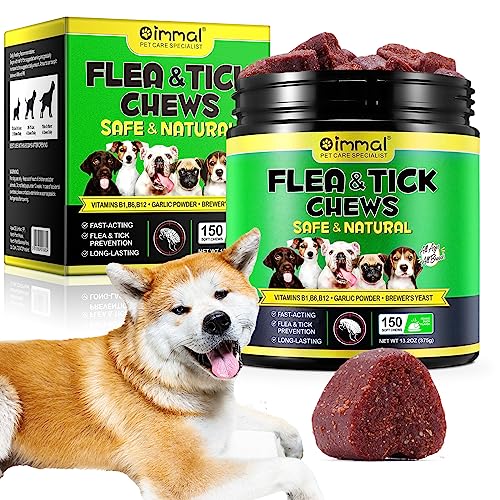 Flea and Tick Prevention for Dogs, 150 Flea & Tick Prevention for Dogs Chewable, Natural Flea and Tick Supplement for Dogs, Oral Flea and Tick Treats for Dogs, Flea and Tick Chews for Dogs,Duck Flavor