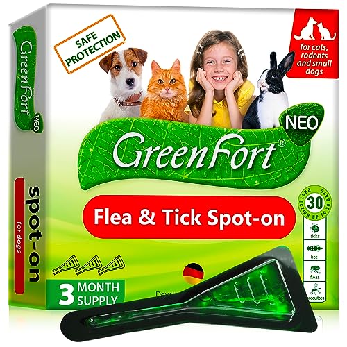 Flea and Tick Prevention for Dogs & Cats, Rabbits - Natural Flea Treatment & Home Pest Control - Topical Flea & Mosquito Repellent for Puppy & Kitten - 3 Drops for Small and Extra Large Pet (For Cats and small Dogs)