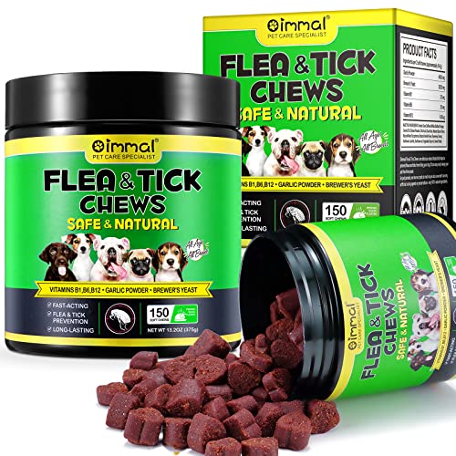 Flea and Tick Prevention for Dogs|Flea Chewables Pills for Dogs|120 Natural Flea and Tick Chews for Dogs|Flea & Tick Control Supplement Oral Flea and Tick Treats for Dogs All Breeds and Ages