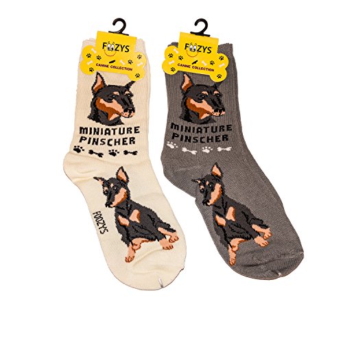 Foozys Unisex Crew Socks | Canine/Dog Collection | Miniature Pinscher