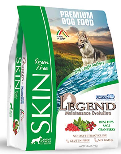 Forza10 Legend Sensitive Skin Dog Food, Grain Free Dry Dog Food for Sensitive Skin with Curative Herbs, Wild Caught Anchovy Flavor Allergy Dog Food, for Adult Dogs, Pack of 1 (5 Pounds)