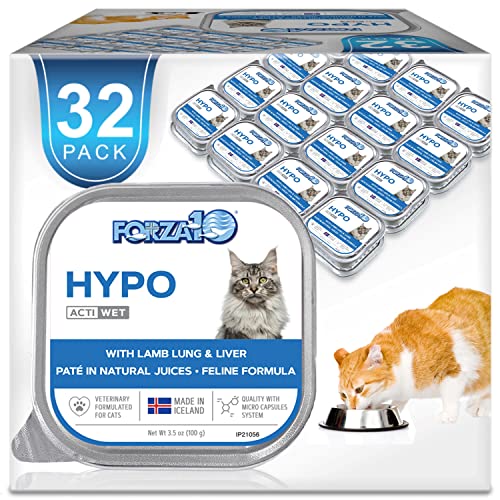 Forza10 Wet Hypoallergenic Cat Food, Canned Wet Cat Food, for Adult Cats with Allergy and Skin and Coat Conditions, 32 Pack Case of 3.5 Ounce Each (Lamb)